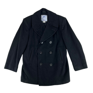 US Navy Black Wool Peacoat - Large 44R
