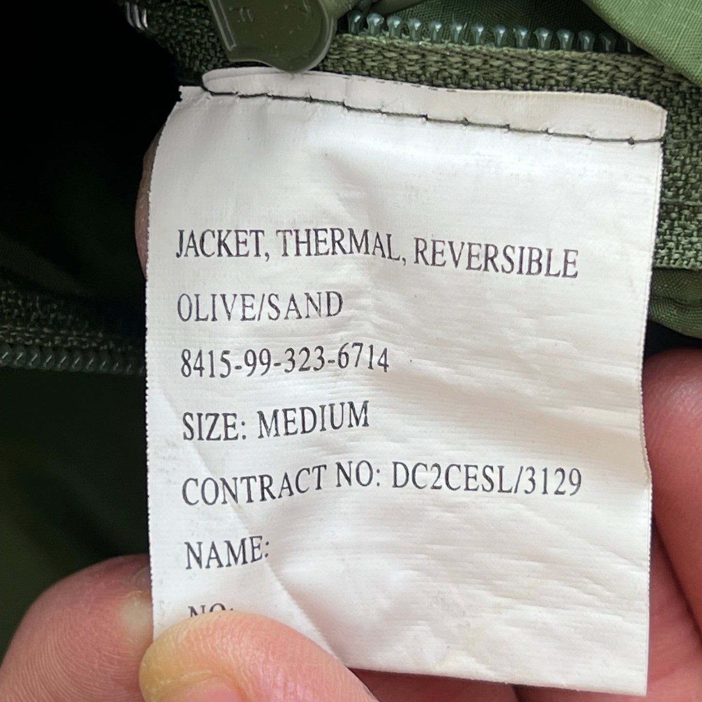 British Army Reversible Thermal Olive Green / Tan Quilted Jacket - Medium