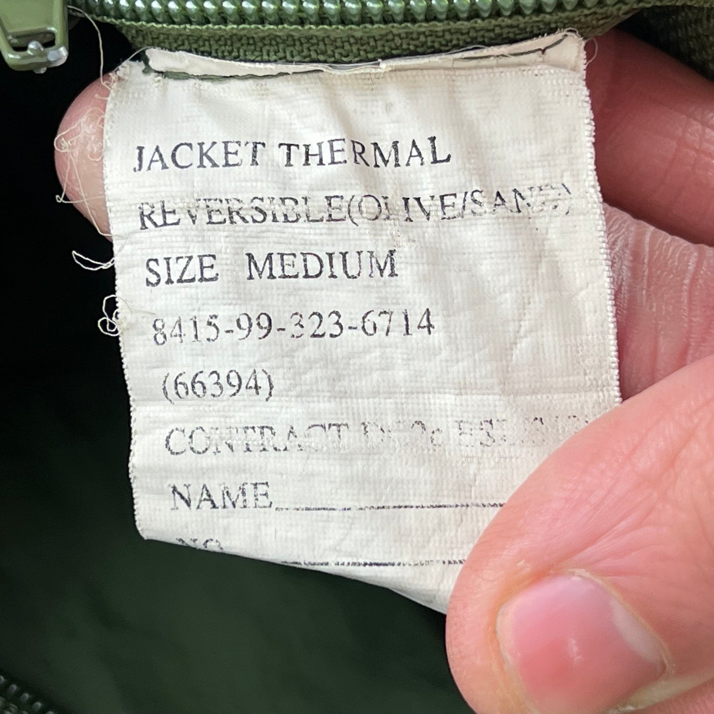British Army Reversible Thermal Olive Green / Tan Quilted Jacket - Medium