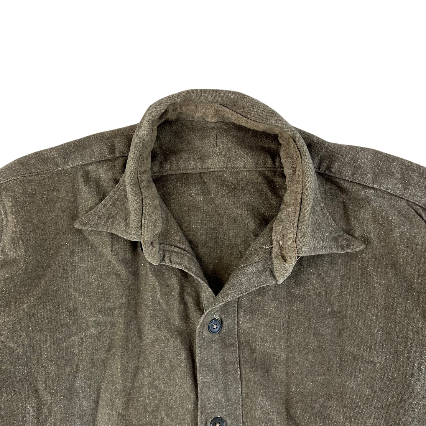 British Army WW2 Khaki Collared Wool Shirt - Large