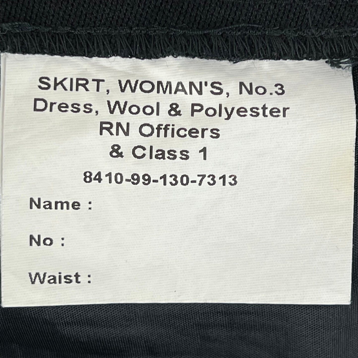British Royal Navy Women's Officer's No. 3 & Officer's Class 1 Dress Black Skirt - W34