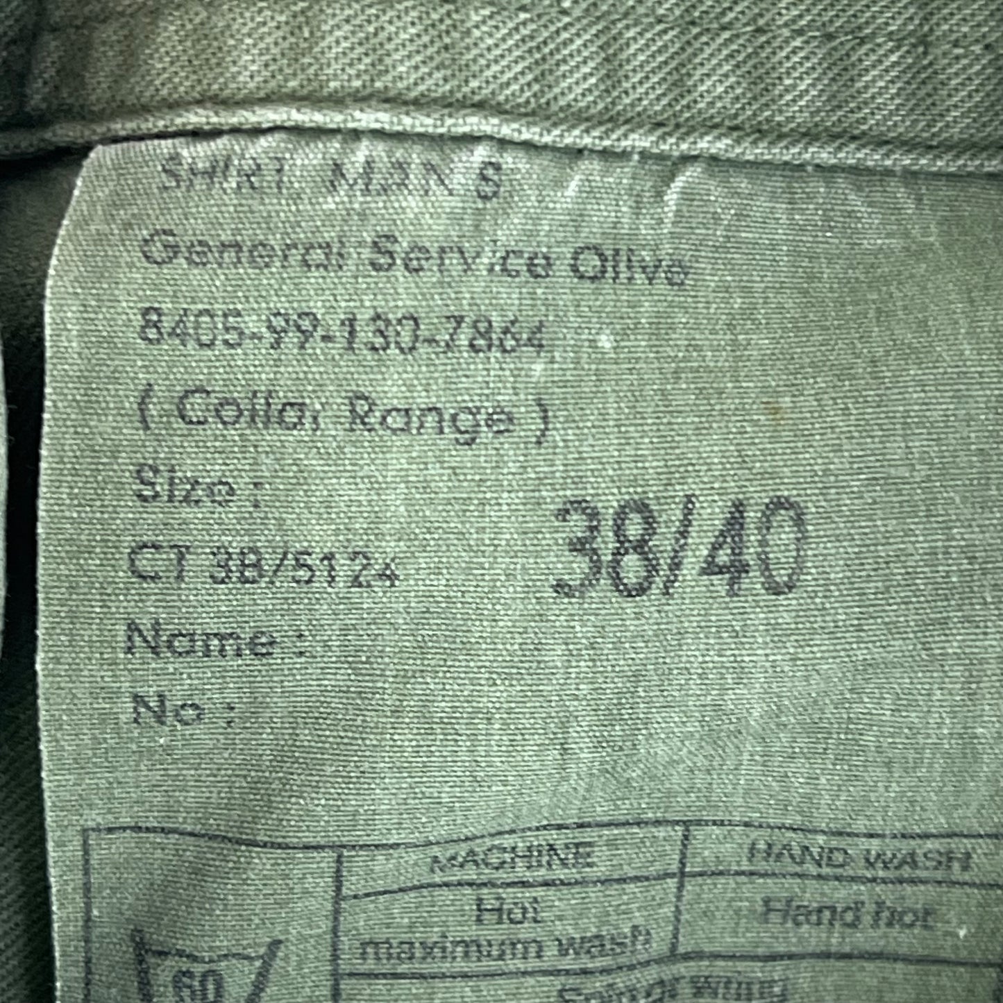 British Army Mens Olive Green Cotton Shirt Long Sleeve - Medium