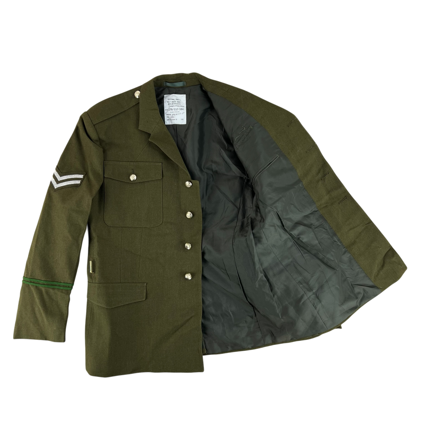 British Army 1980 Pattern No. 2 Olive Green Dress Jacket - RADC - Large 170/112