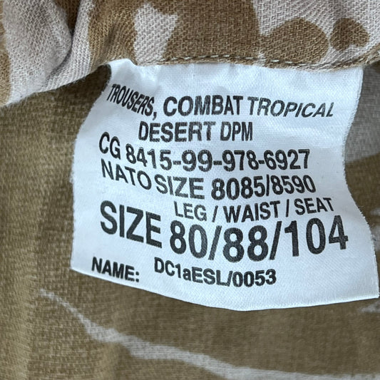 British Army Desert DPM Camouflage Combat Trousers - 90 Pattern - W33 L31
