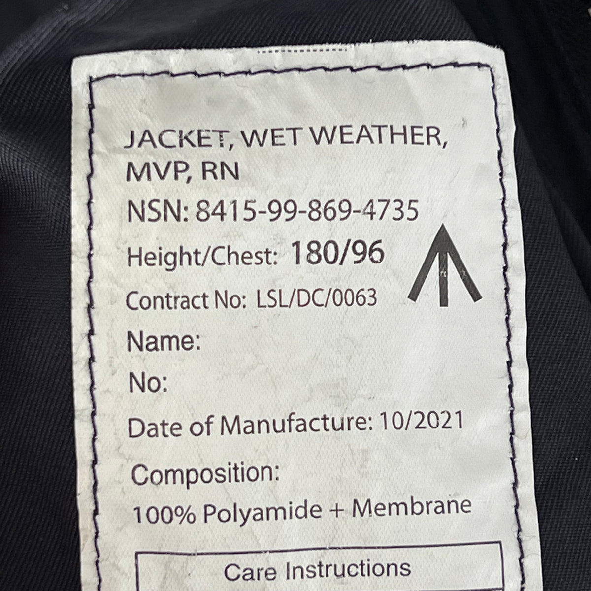 British Royal Navy Wet Weather MVP Jacket - Medium 180/96