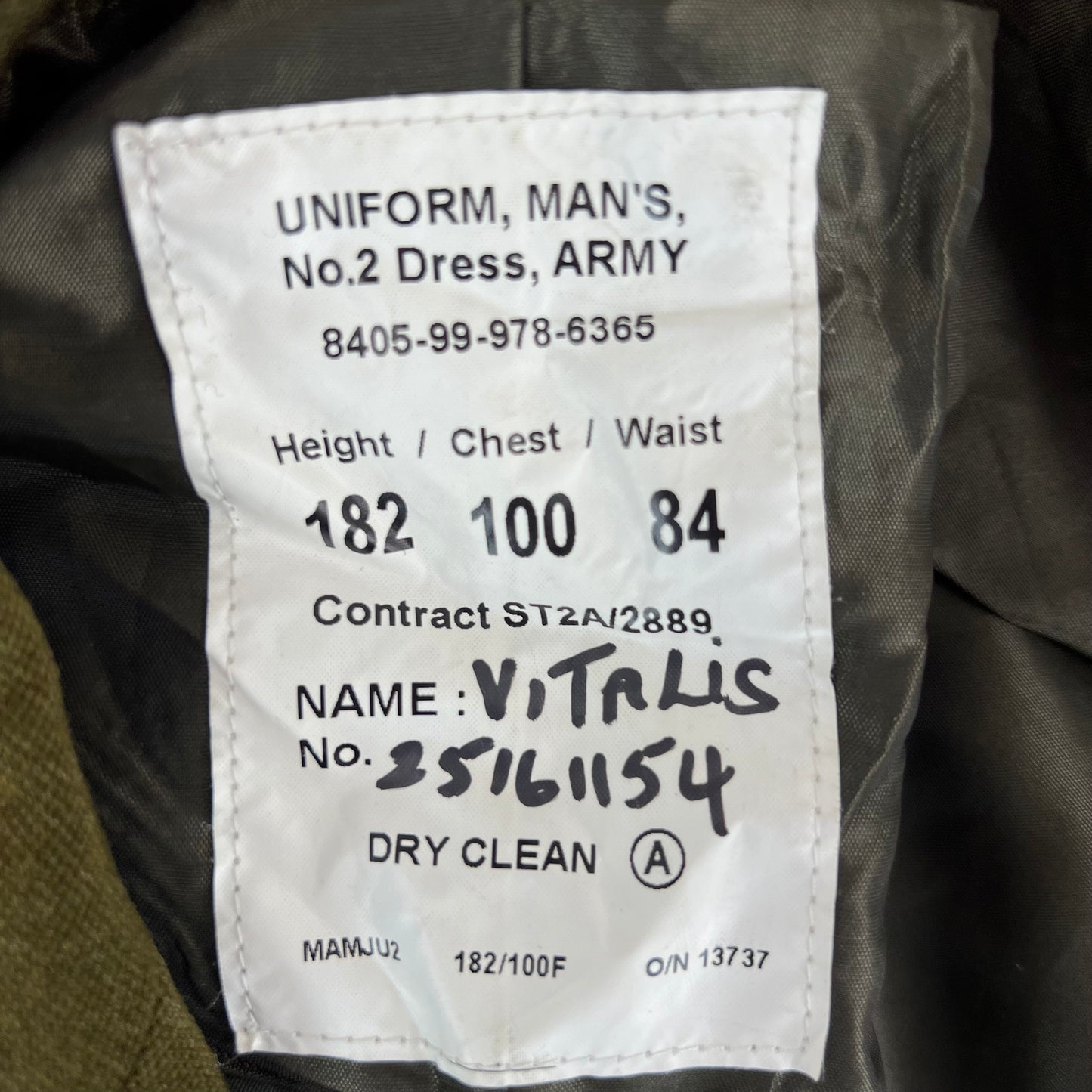 British Army 1980 Pattern No. 2 Olive Green Dress Jacket - RLC - Medium 182/100