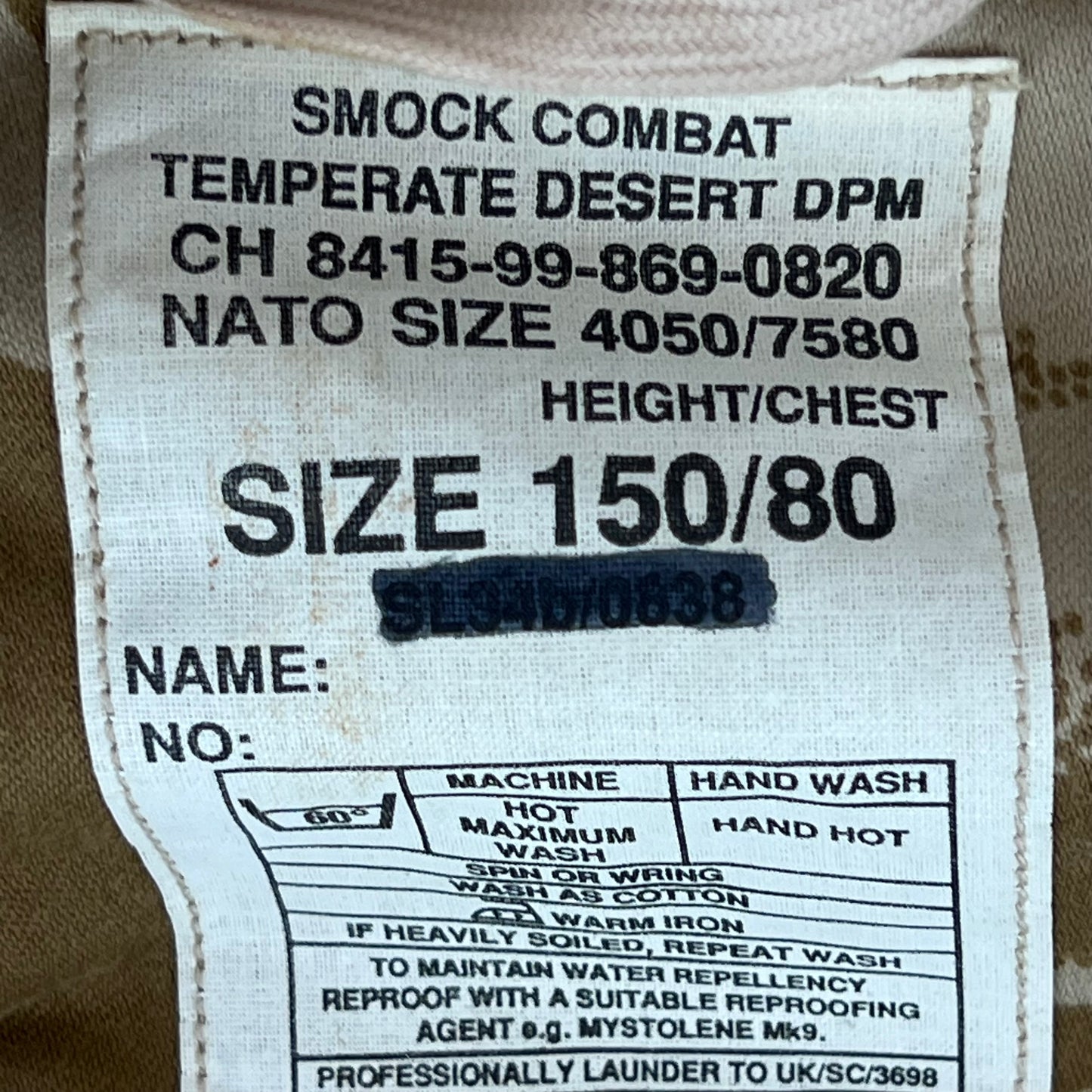 British Army 94 Pattern Desert DPM Camo Combat Smock -