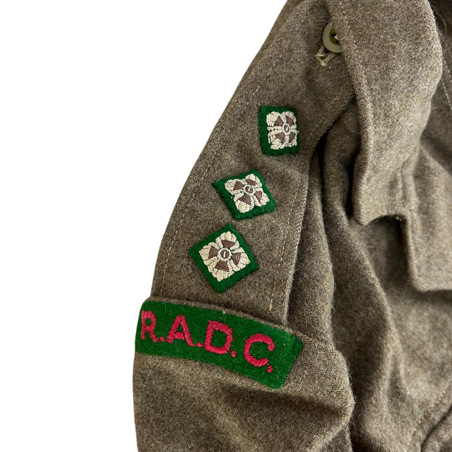 British Army 50s Khaki Ike 1949 Pattern Battle Dress Jacket - RADC - Medium SIZE 13