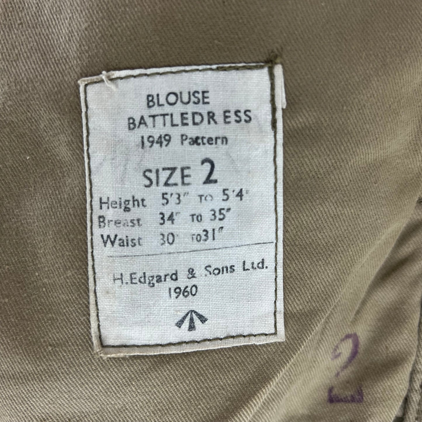 British Army 60s Khaki Ike 1949 Pattern Battle Dress Jacket - Small SIZE 2
