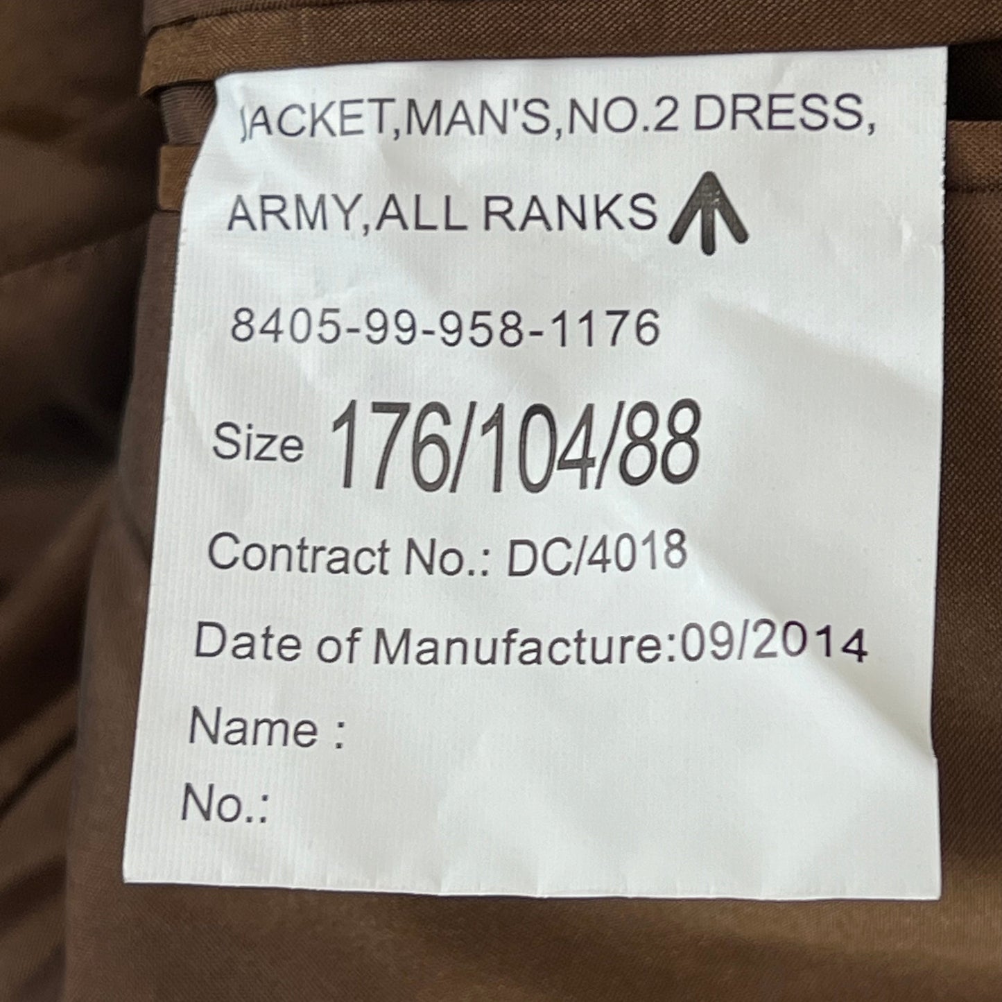 British Army No. 2 Brown Dress Jacket - REME - Medium 176/104