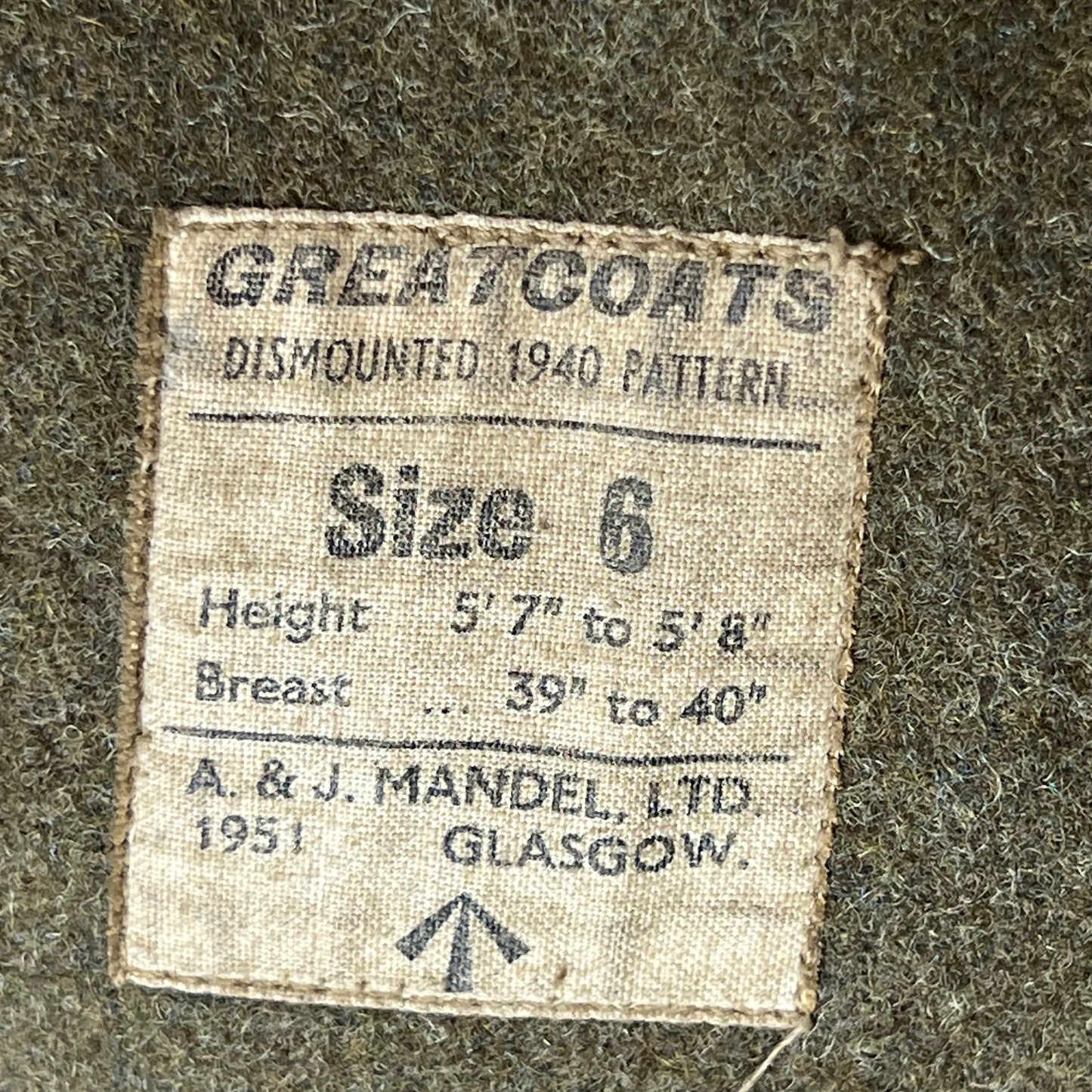British Army Dismounted 1940 Pattern Greatcoat - Royal Artillery - Medium