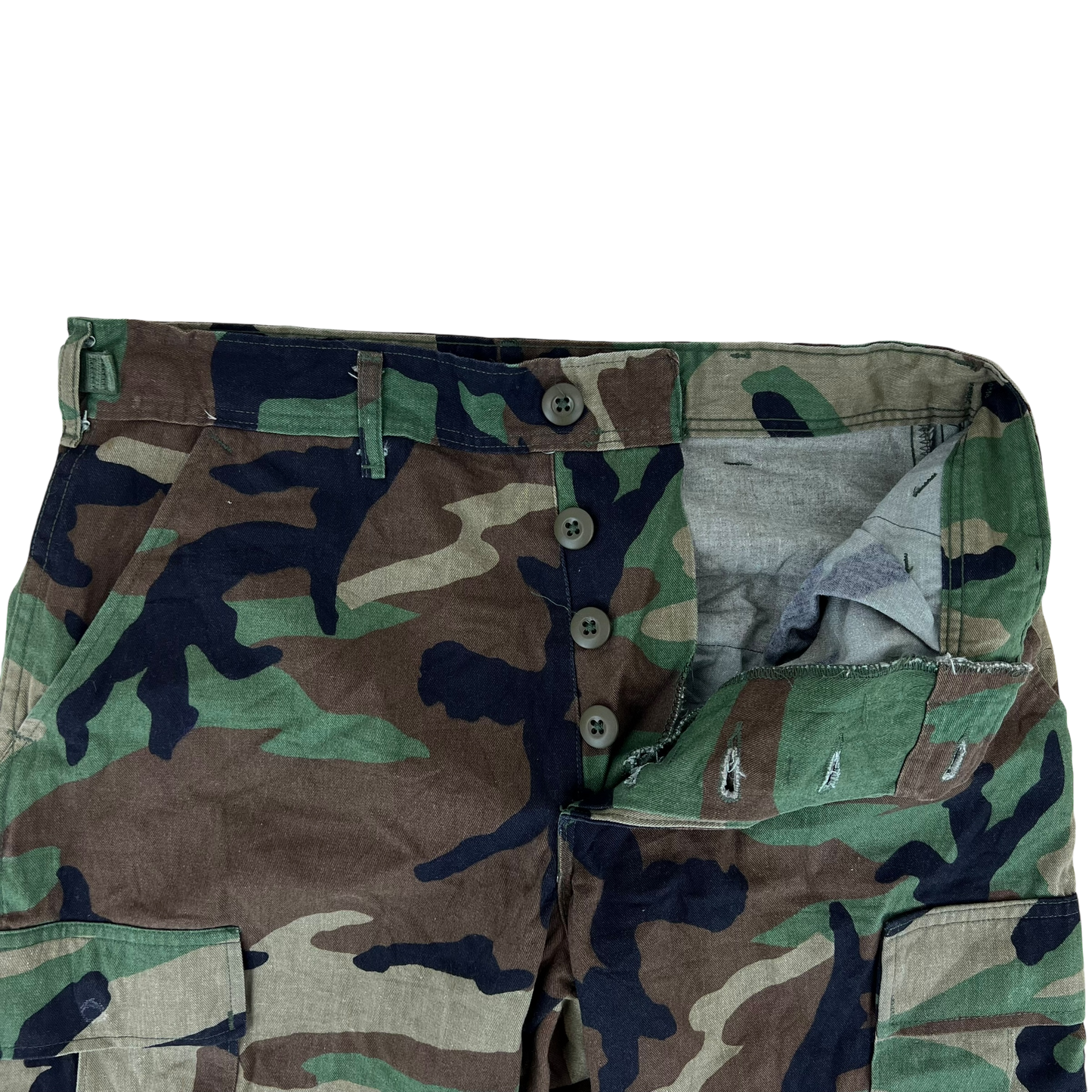 US Army Vintage M81 Woodland Camo Field Made Shorts - W32