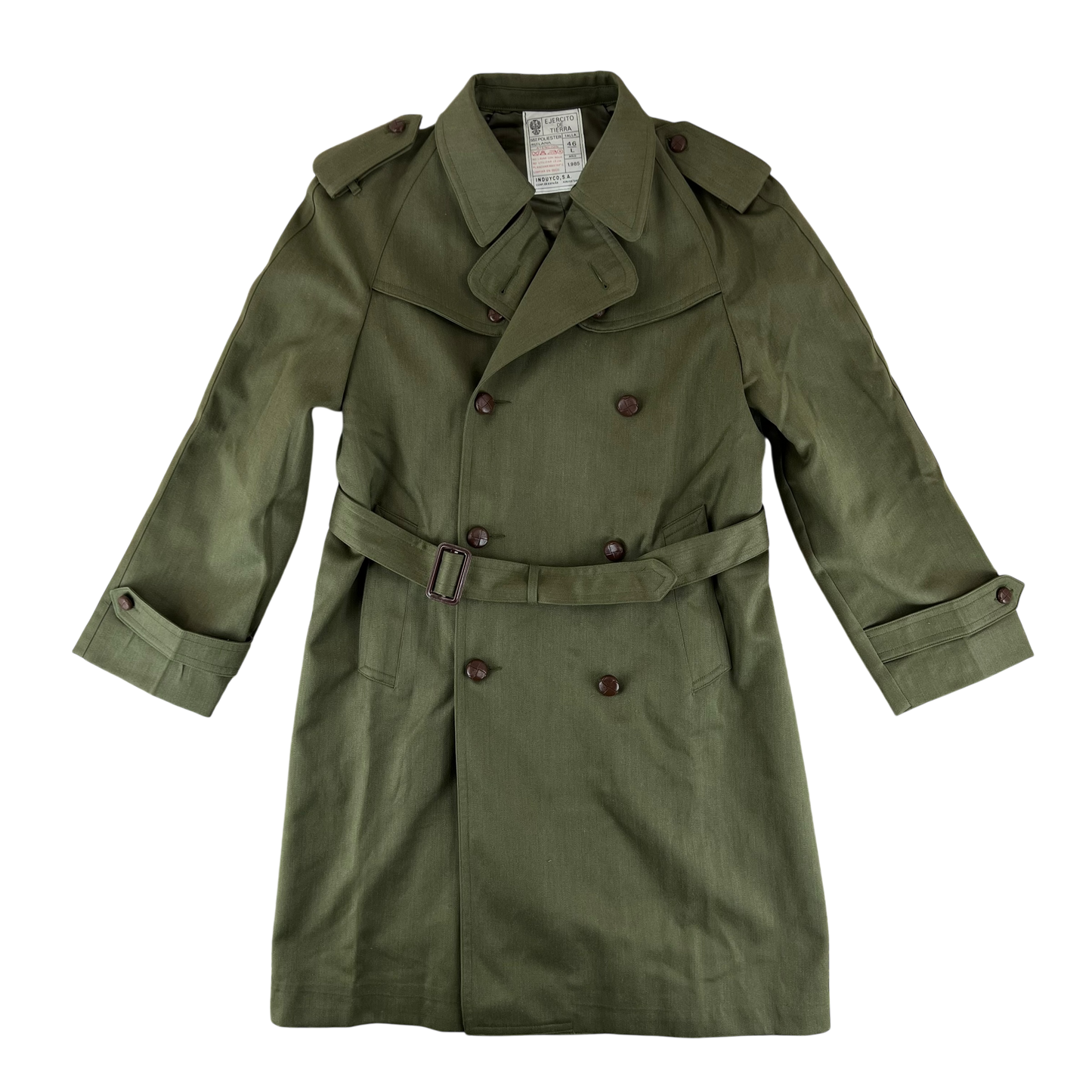 Spanish Army 80s Green Trenchcoat - Large