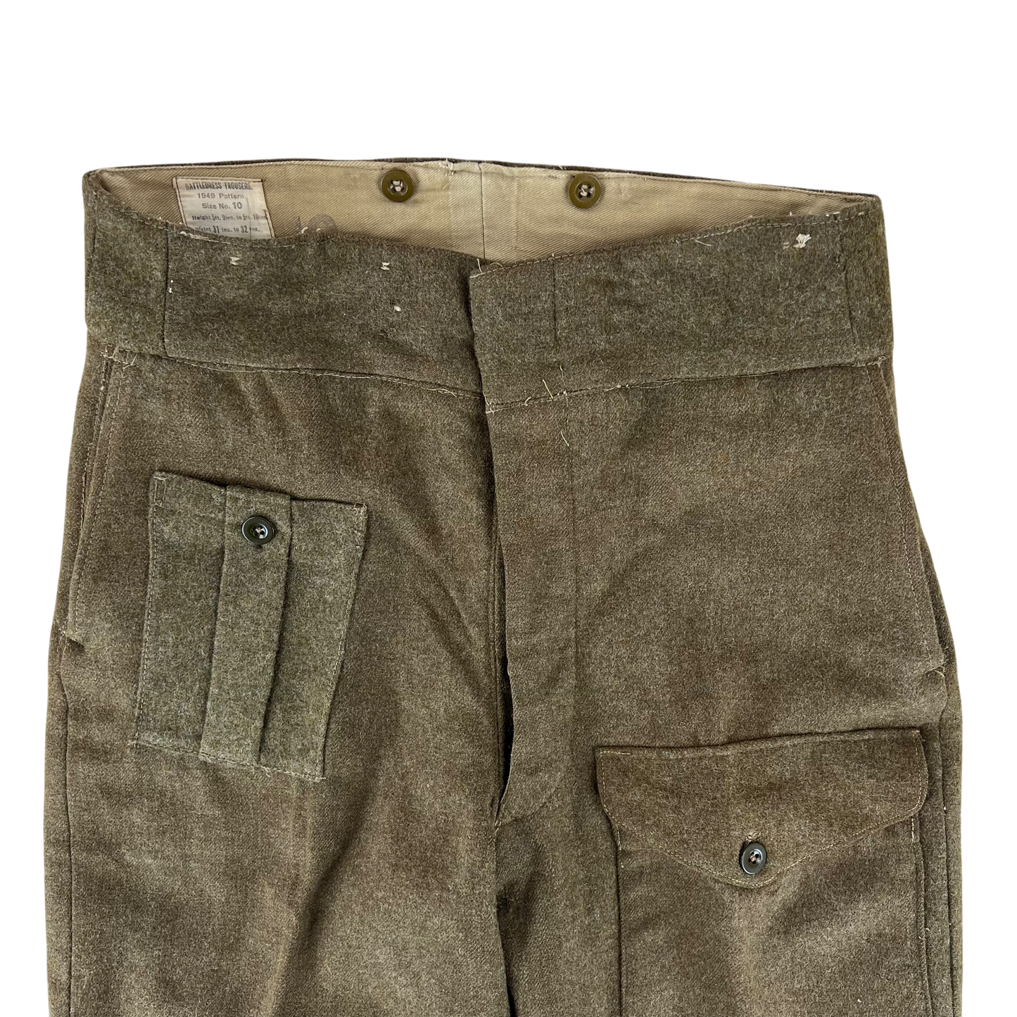 British Army 50s 1949 Pattern Khaki Battledress Trousers - W33 L30.5 SIZE 10