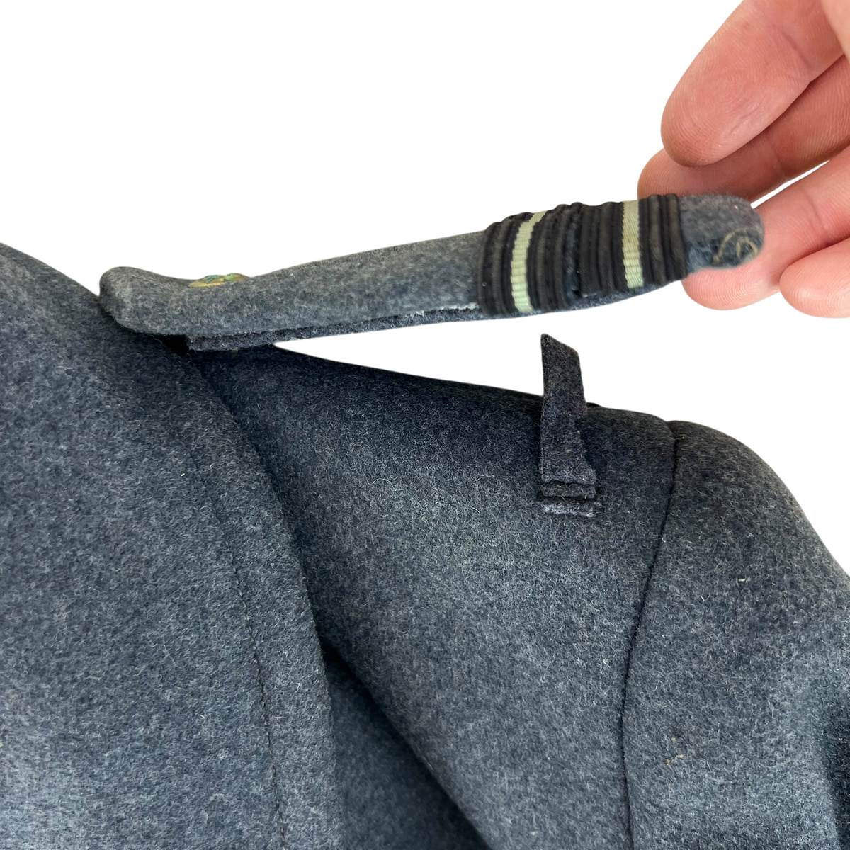 British RAF WW2 40's Officer's Blue Grey Wool Greatcoat w/ Belt - Medium Size 6