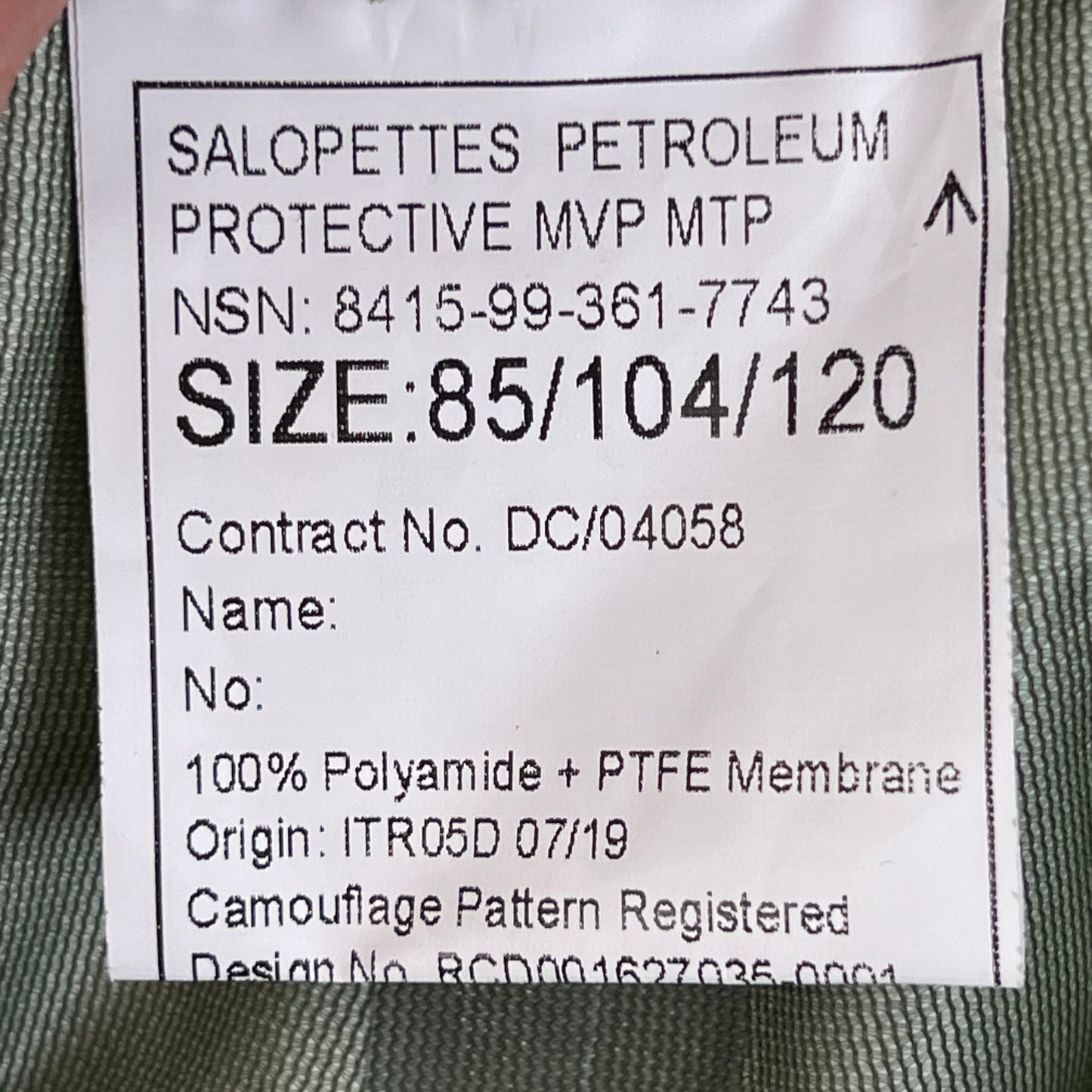 British Army MVP Petroleum Protective Salopettes MTP Camouflage - W41 L34