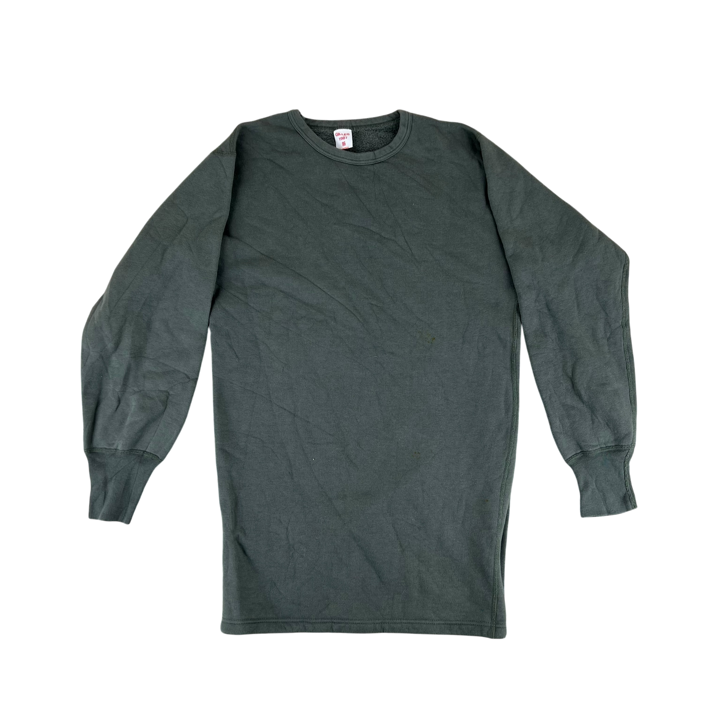 French Army Sweatshirt / Thermal T Shirt Pullover 80s Sage Grey - Medium