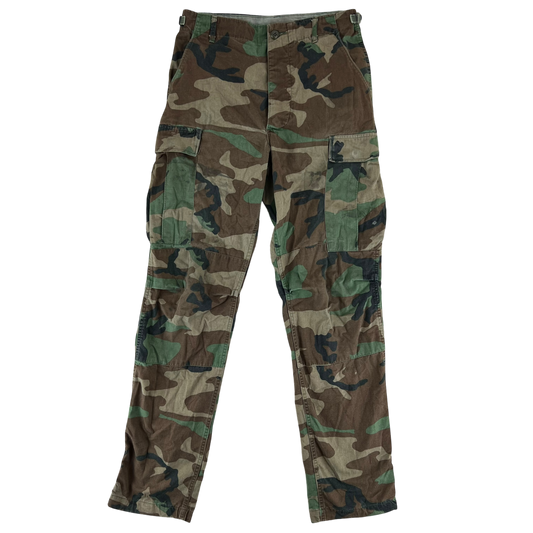 US Army Vintage M81 Woodland Camo Ripstop BDU Combat Trousers - W31 L33