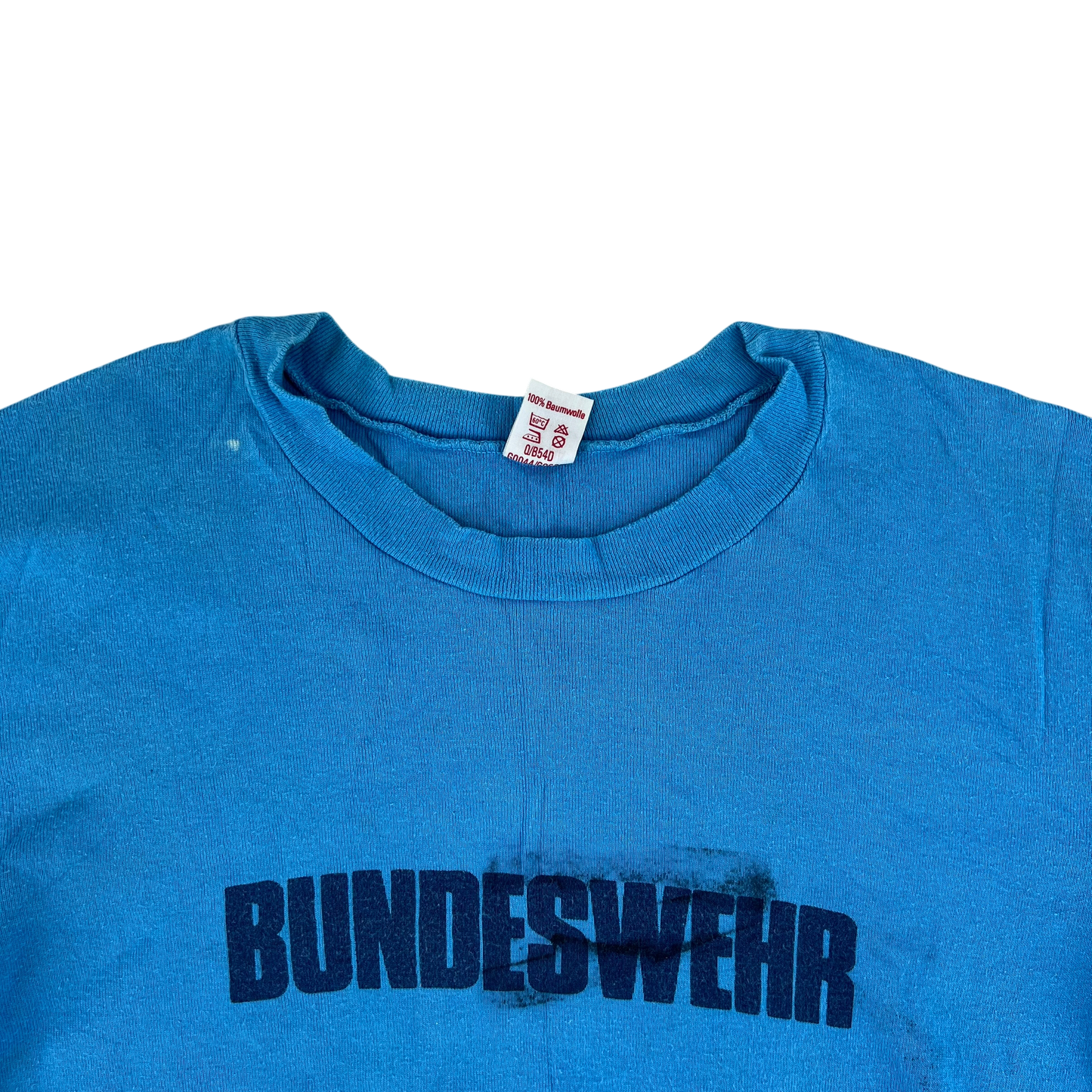 West German Army 70s Blue Training T Shirt - Small Gr 5