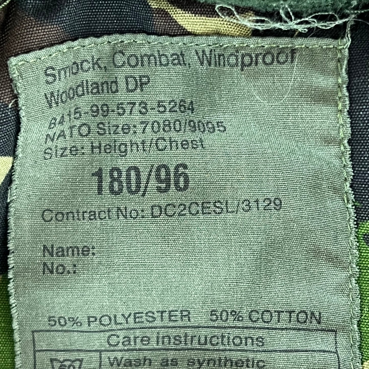 British Army S95 DPM Camouflage Windproof Combat Smock - Medium 180/96