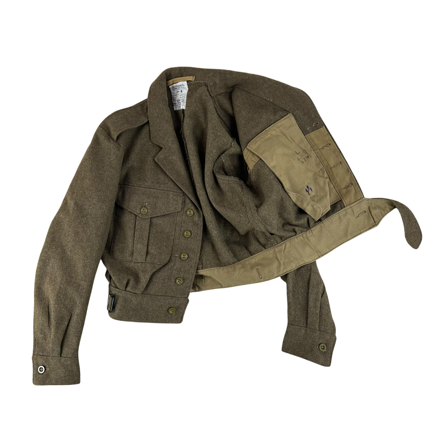 British Army 50s Khaki Ike 1949 Pattern Battle Dress Jacket - Medium SIZE 8