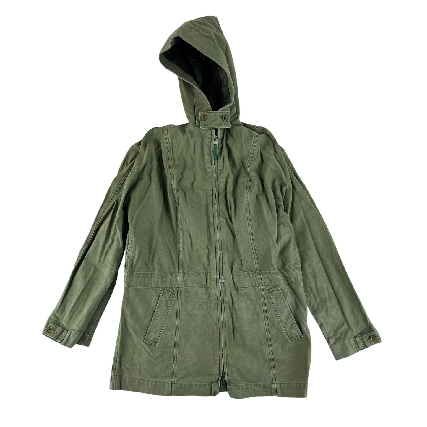 British Army 60s Olive Green Women's Working Dress Parka - Medium SIZE 9