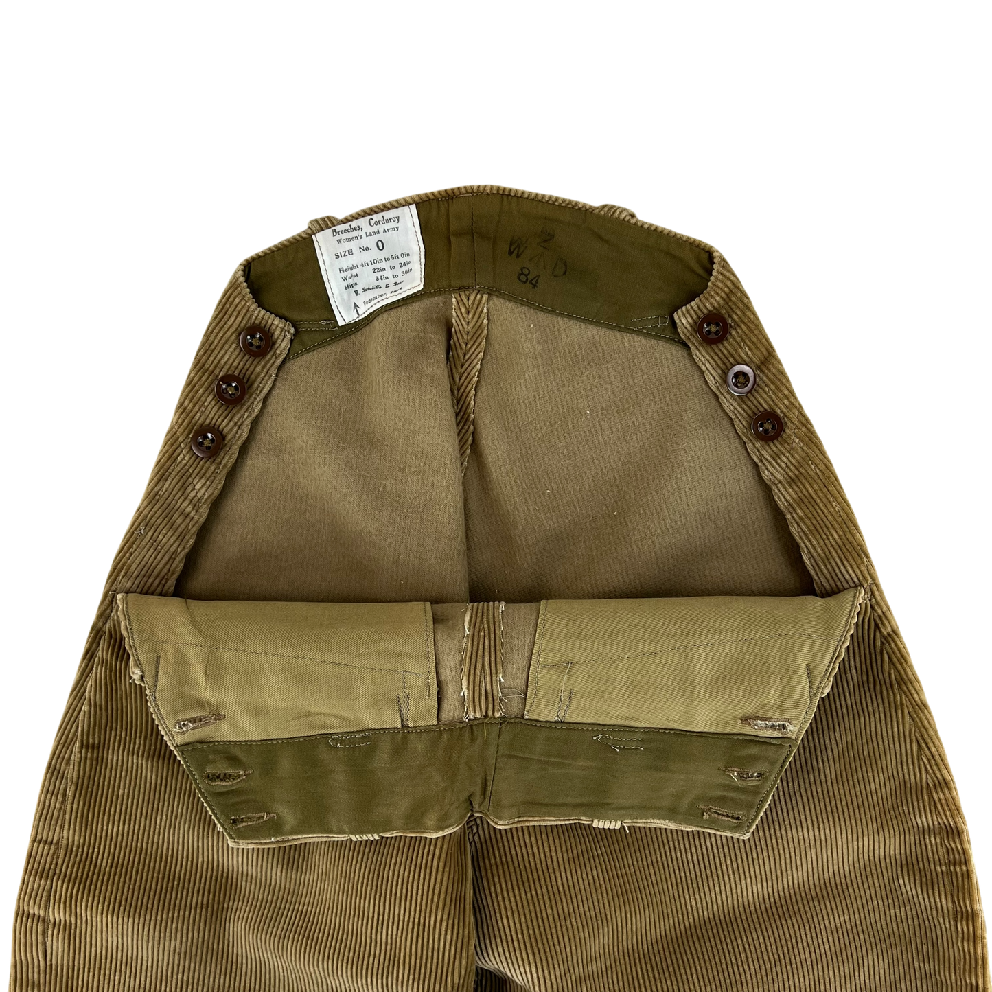 British Army WW2 Women's Land Army Corduroy Breeches - W26 SIZE 0