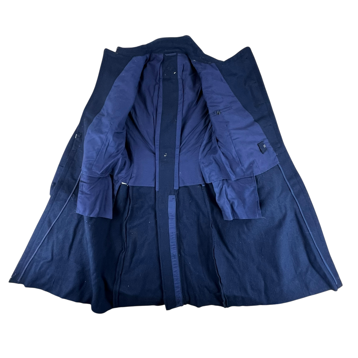 Romanian People's Navy 80s Blue Wool Greatcoat - Medium