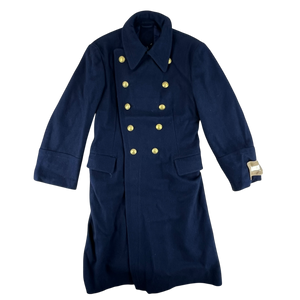 Romanian People's Navy 80s Blue Wool Greatcoat - Medium
