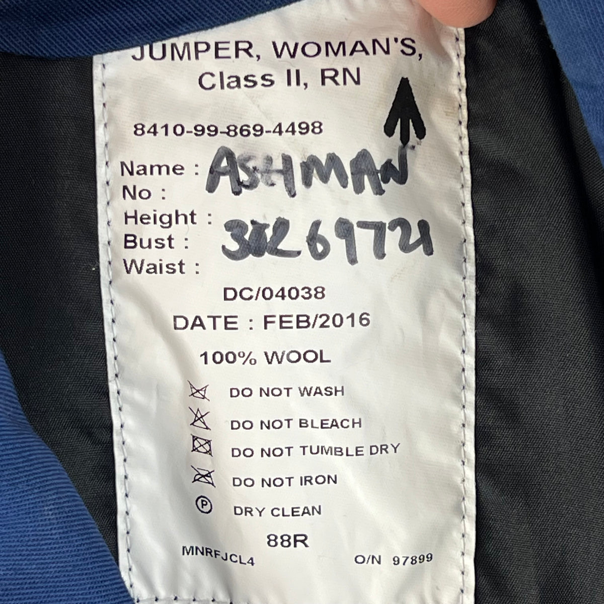 British Royal Navy Women's Class II Jumper Sailor's Top - Small 88R