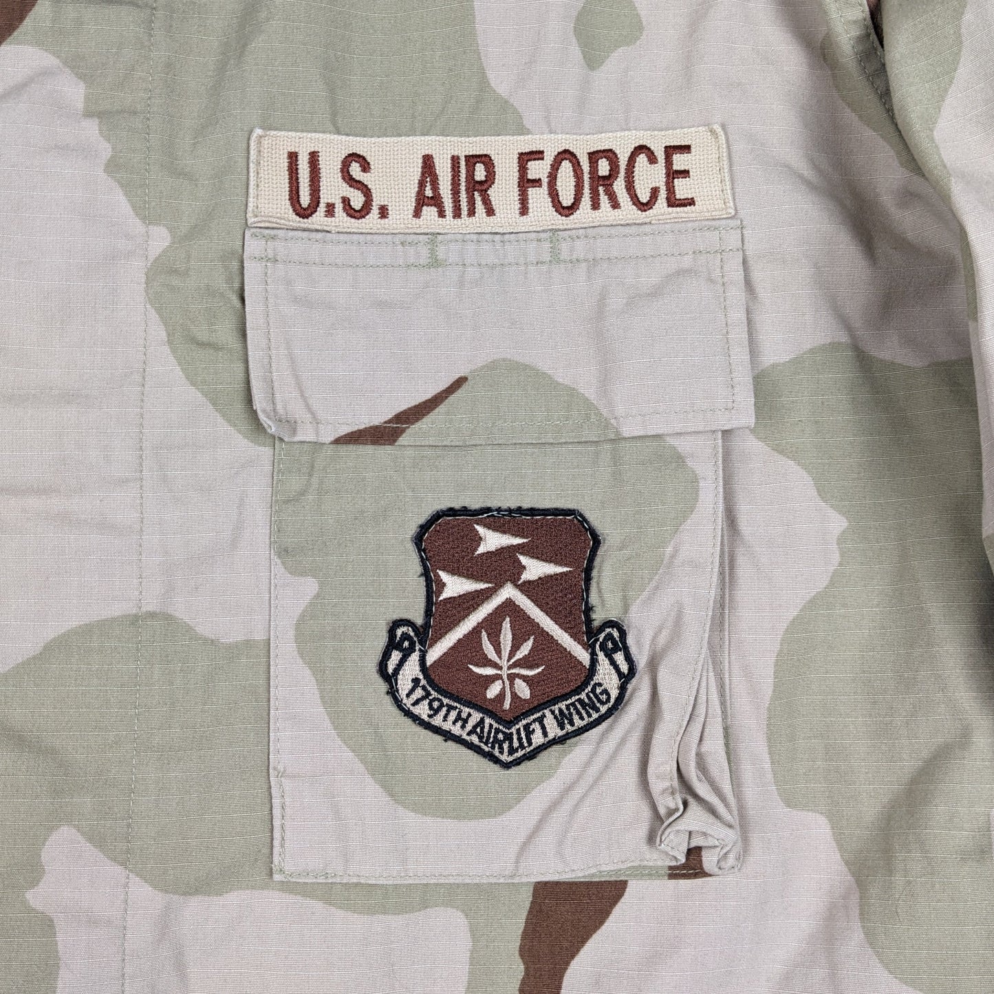 US Air Force Tri-Colour Desert "Coffee Stain" Camo Combat Jacket Ripstop w/ Patches