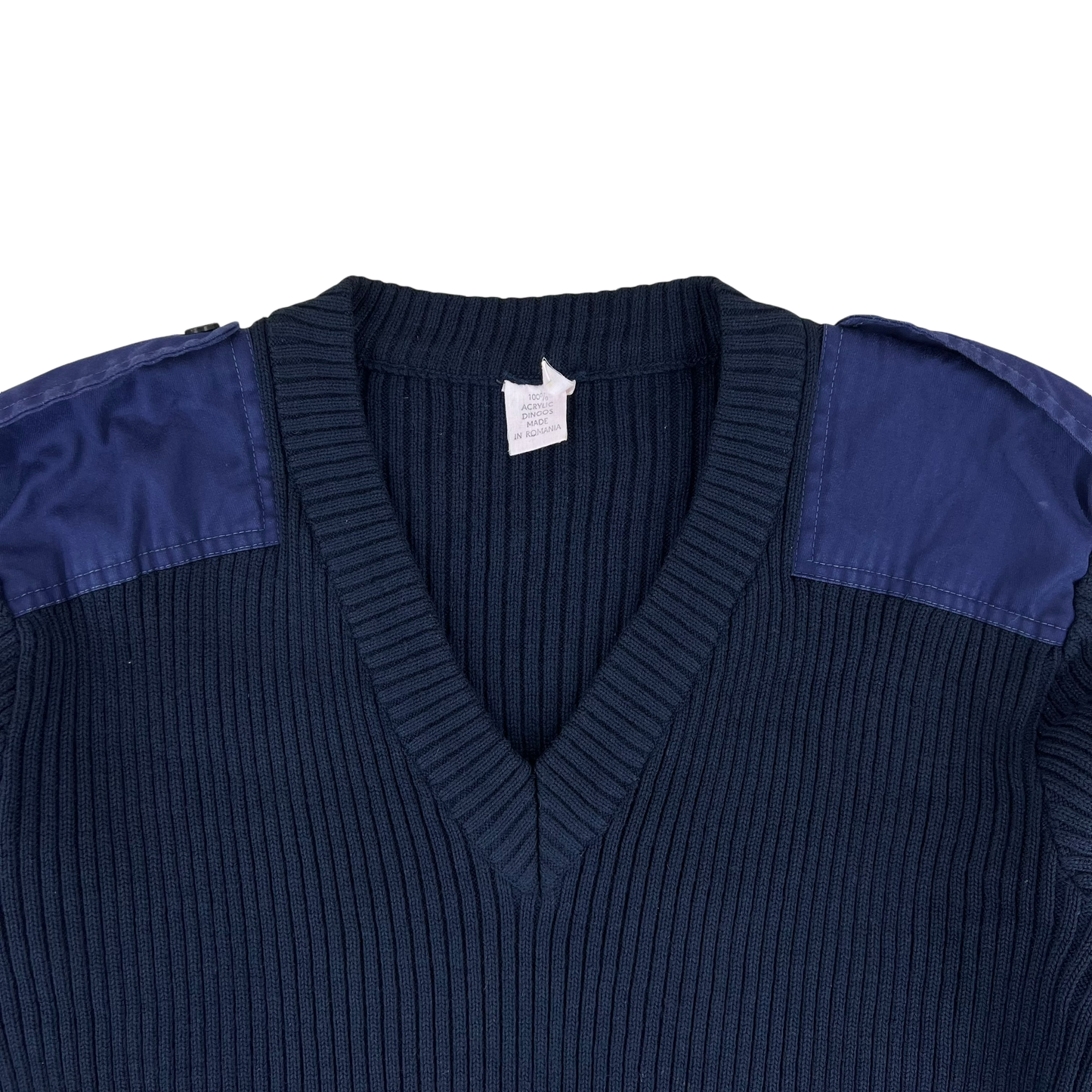 Romanian Navy V Neck Collar Pullover Jumper - X Large