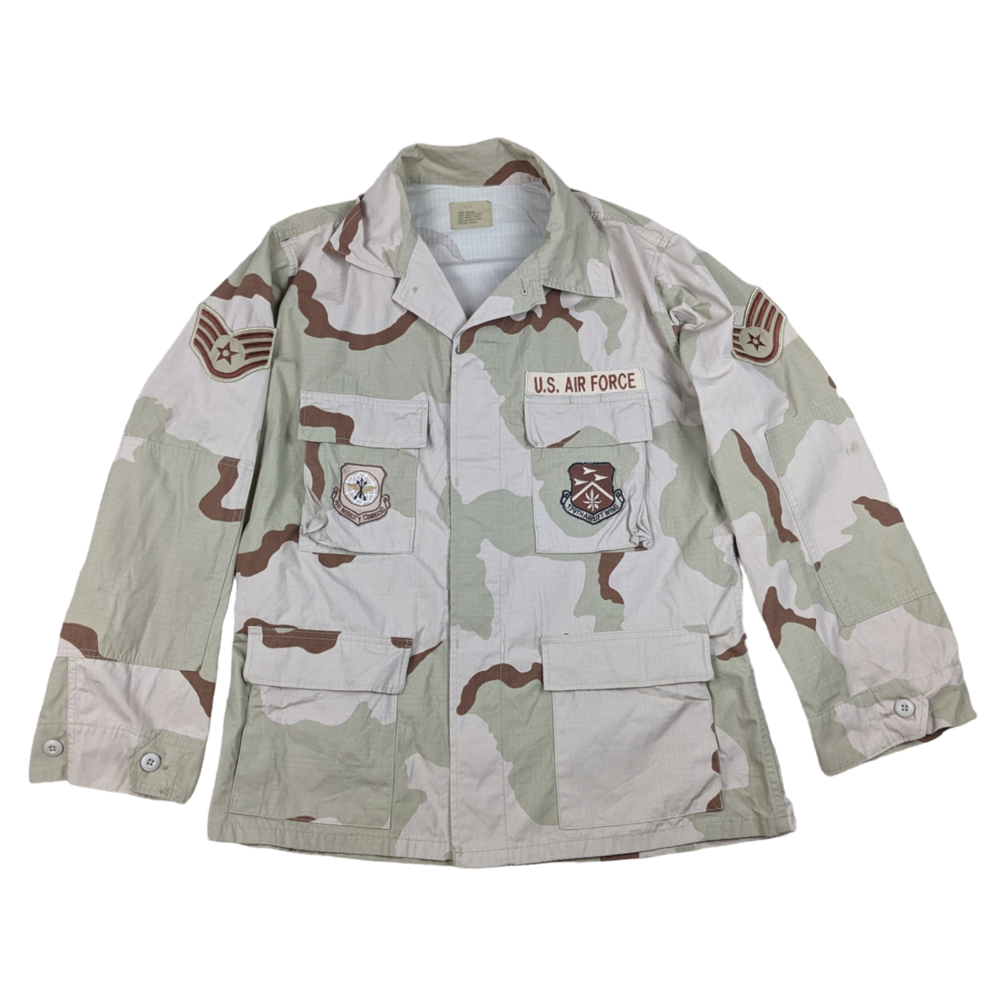 US Air Force Tri-Colour Desert "Coffee Stain" Camo Combat Jacket Ripstop w/ Patches