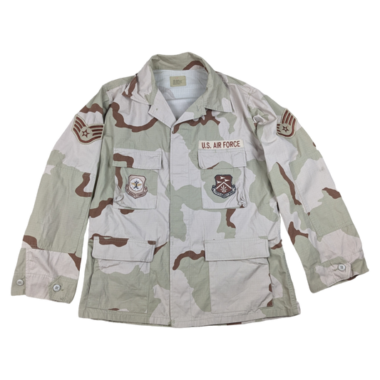 US Air Force Tri-Colour Desert "Coffee Stain" Camo Combat Jacket Ripstop w/ Patches