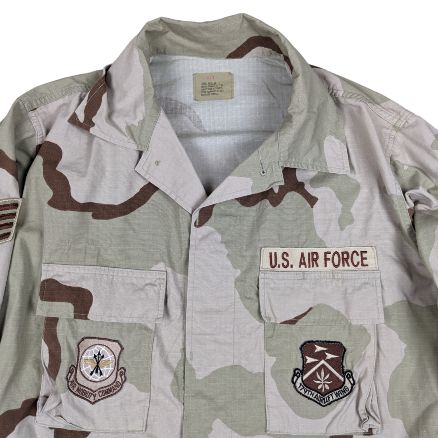 US Air Force Tri-Colour Desert "Coffee Stain" Camo Combat Jacket Ripstop w/ Patches