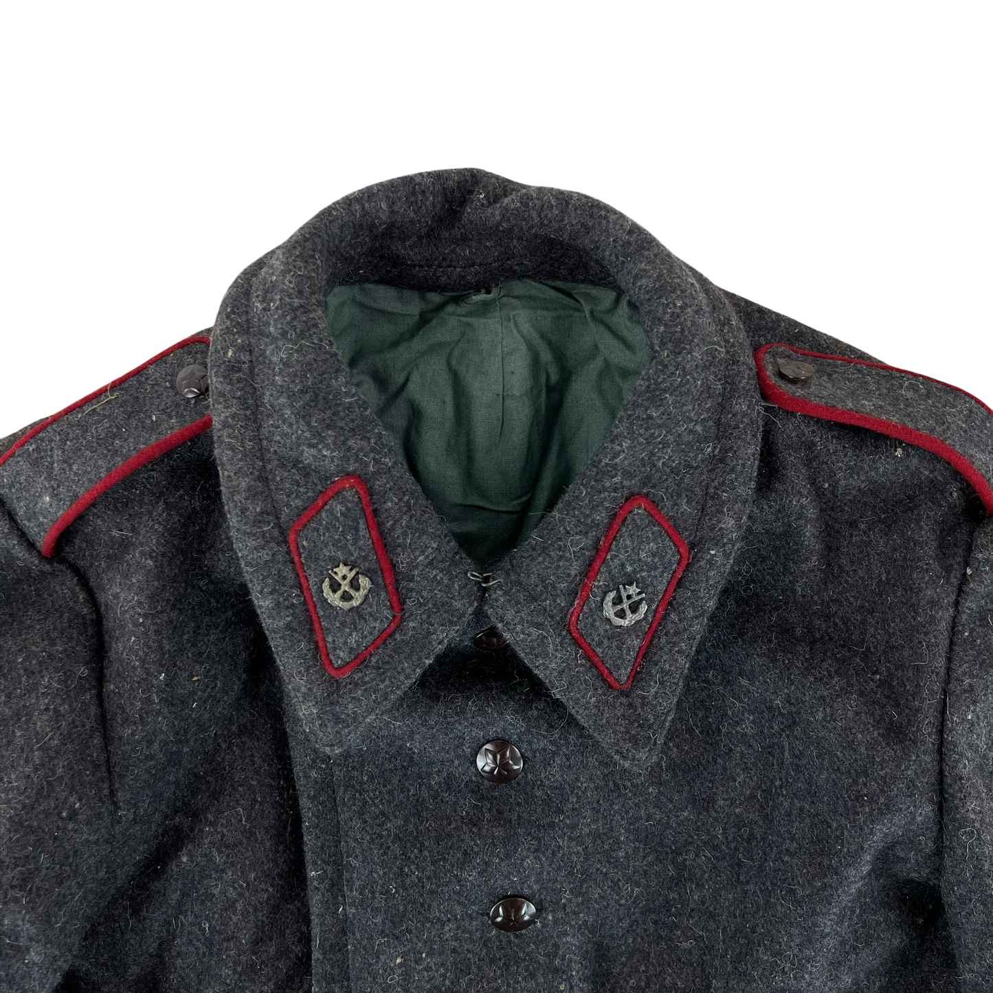 Bulgarian People's Army Grey Wool Greatcoat w/ Badges - Medium