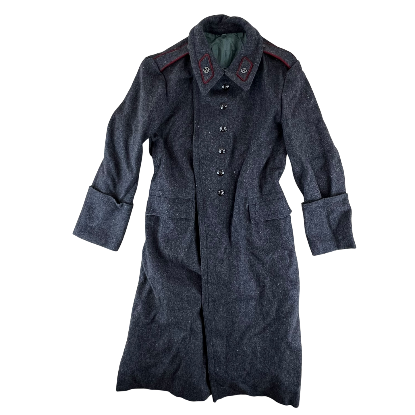 Bulgarian People's Army Grey Wool Greatcoat w/ Badges - Medium