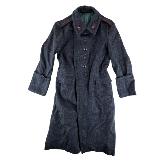 Bulgarian People's Army Grey Wool Greatcoat w/ Badges - Medium