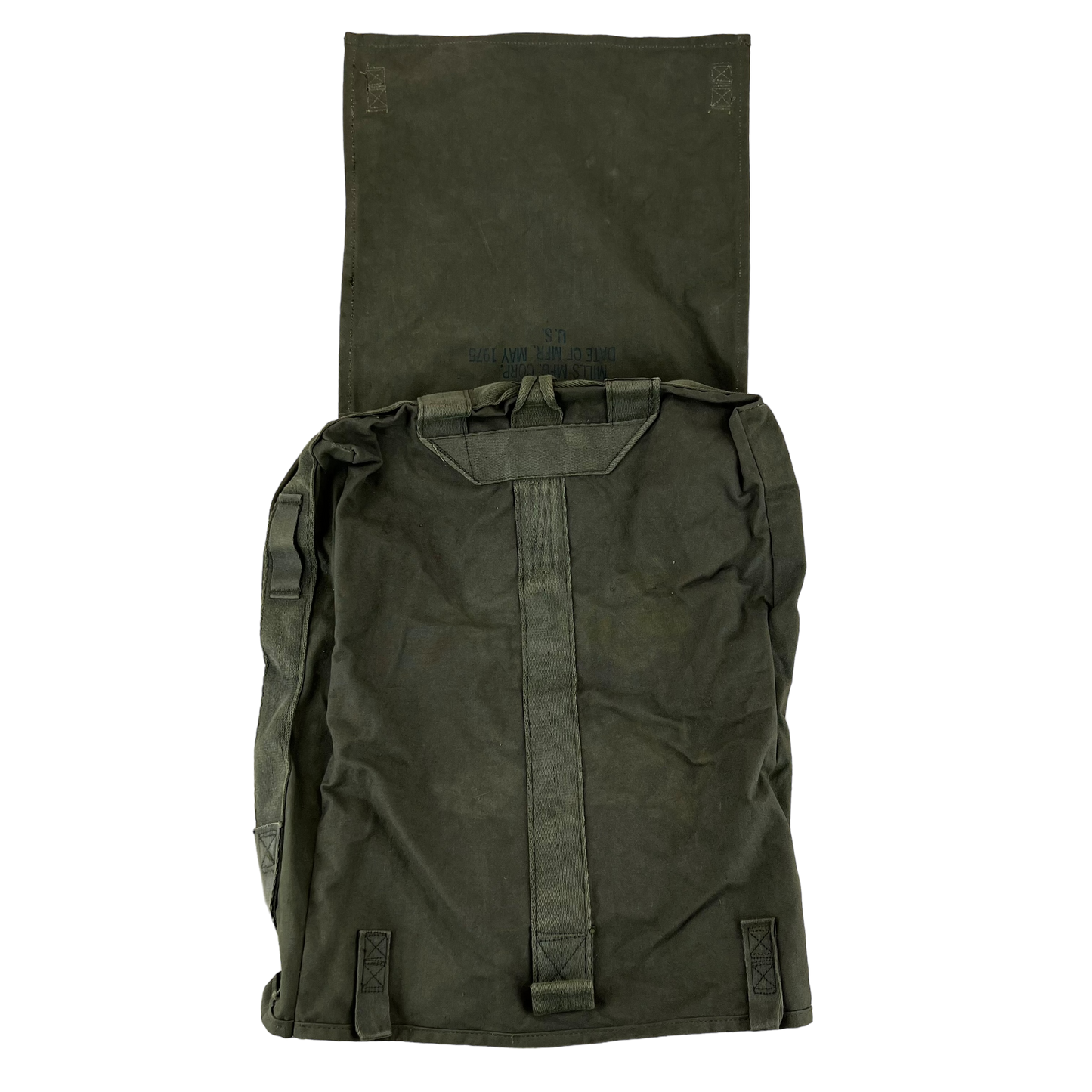 US Army Vintage Nam 1975 Olive Green Canvas Deployment Bag