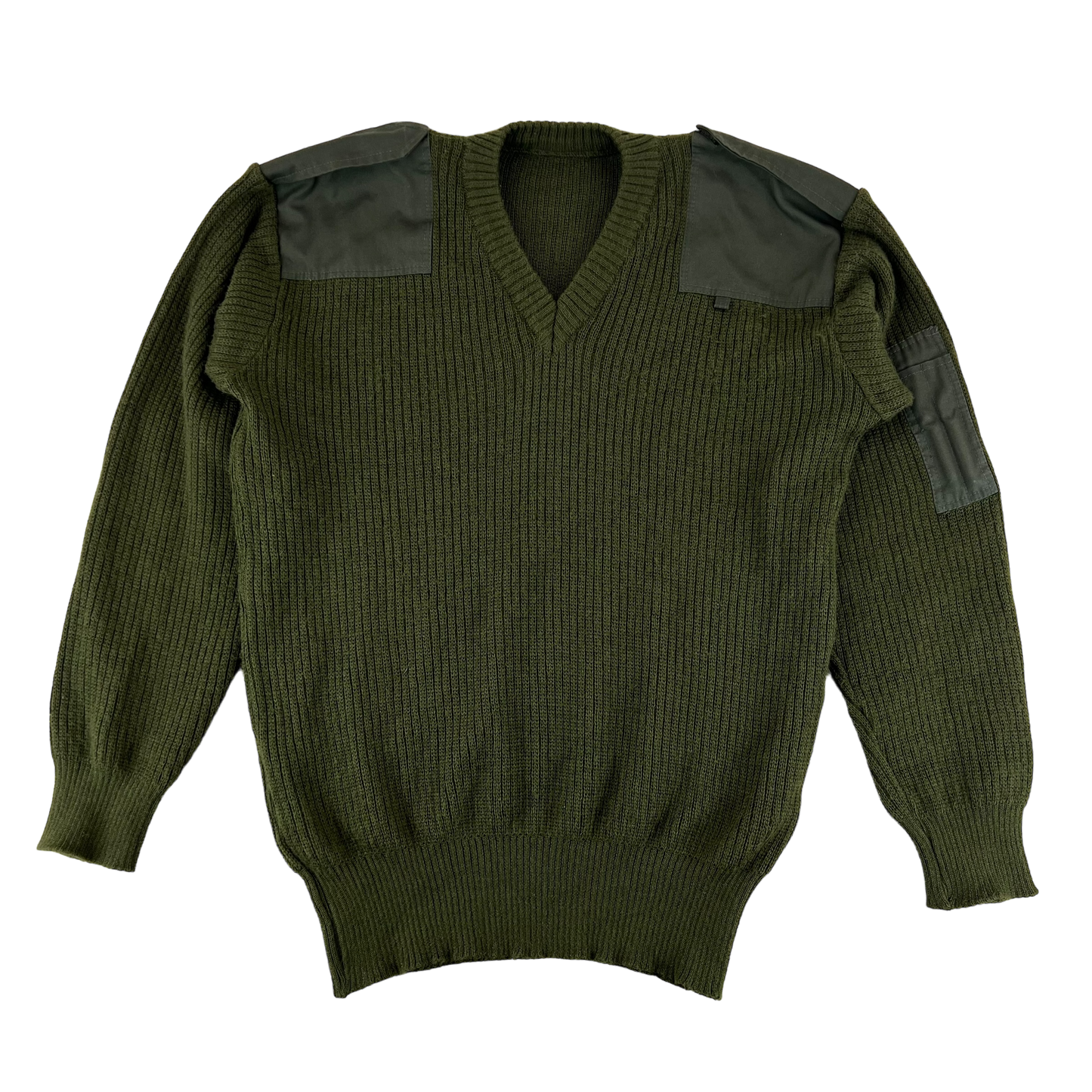 Italian Army Olive Green V Neck Pullover Jumper - X Large