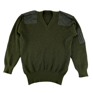 Italian Army Olive Green V Neck Pullover Jumper - X Large