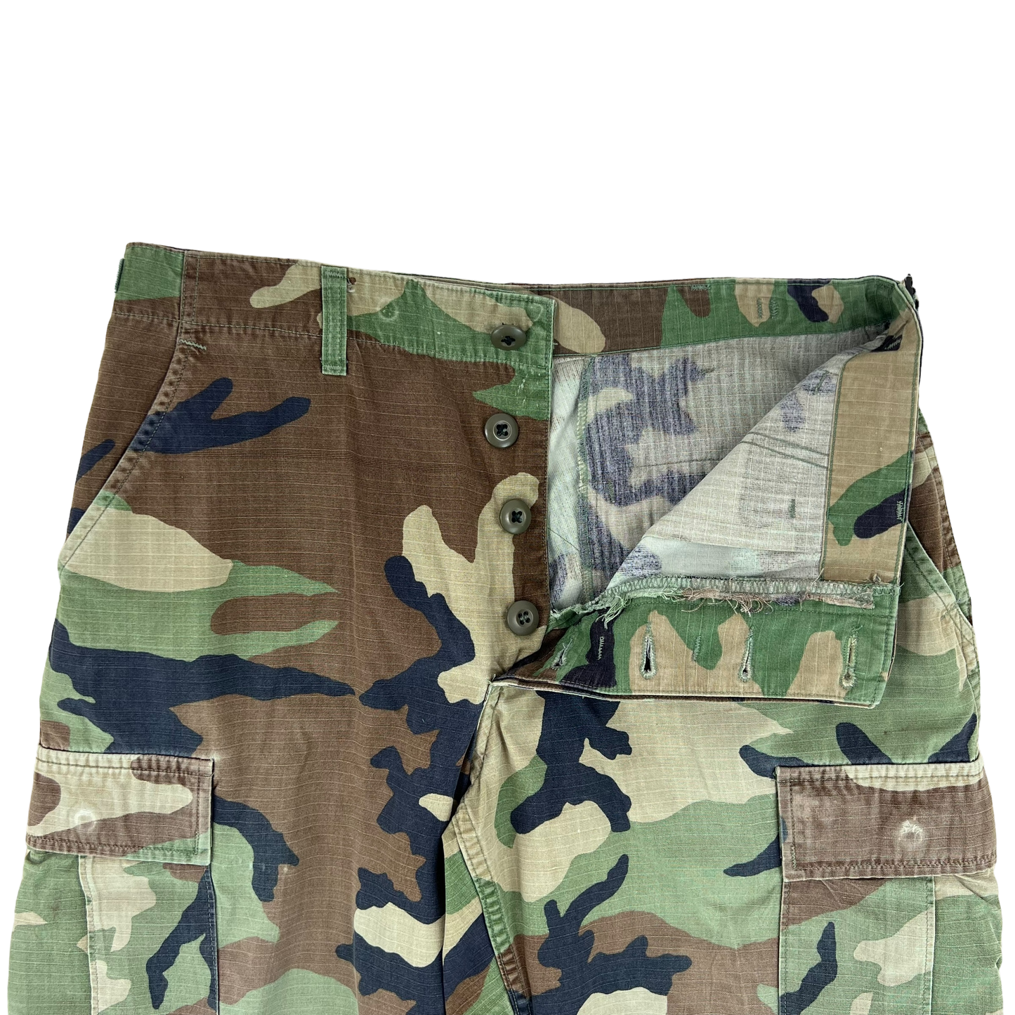 US Army Vintage M81 Woodland Camo Ripstop BDU Combat Trousers - W31 L28