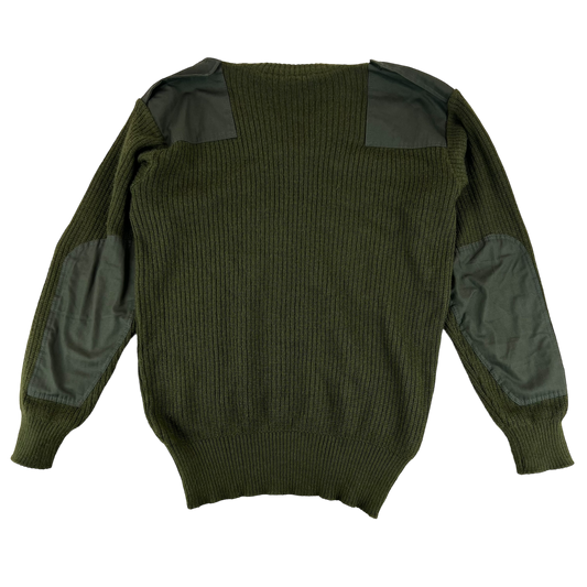 Italian Army Olive Green V Neck Pullover Jumper - X Large