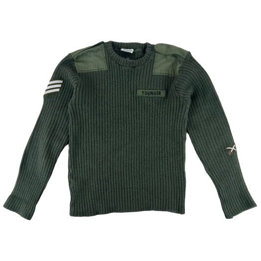 British Army Olive OG Utility Jersey Pullover Jumper w/ Sergeant Patch - Large