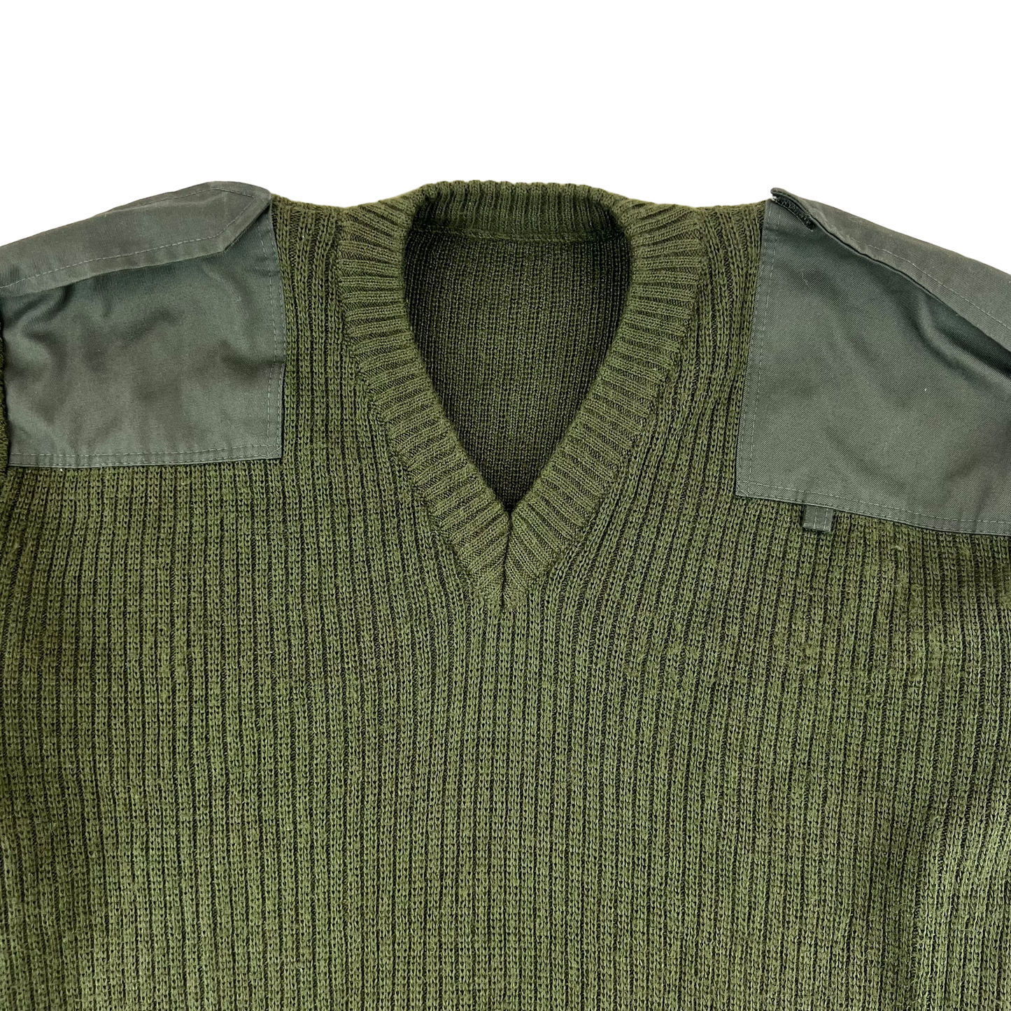 Italian Army Olive Green V Neck Pullover Jumper - X Large