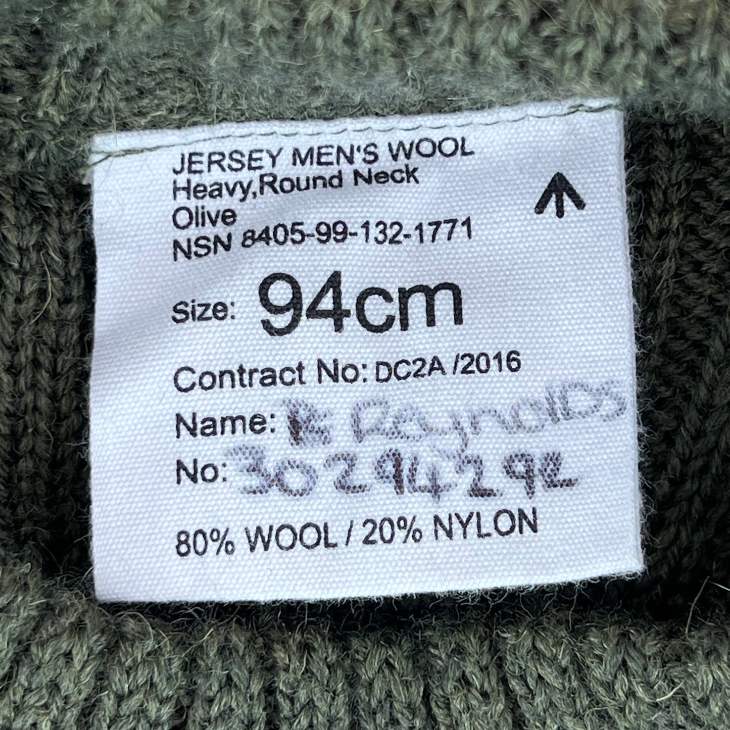 British Army Olive OG Utility Jersey Pullover Jumper - Medium 94cm