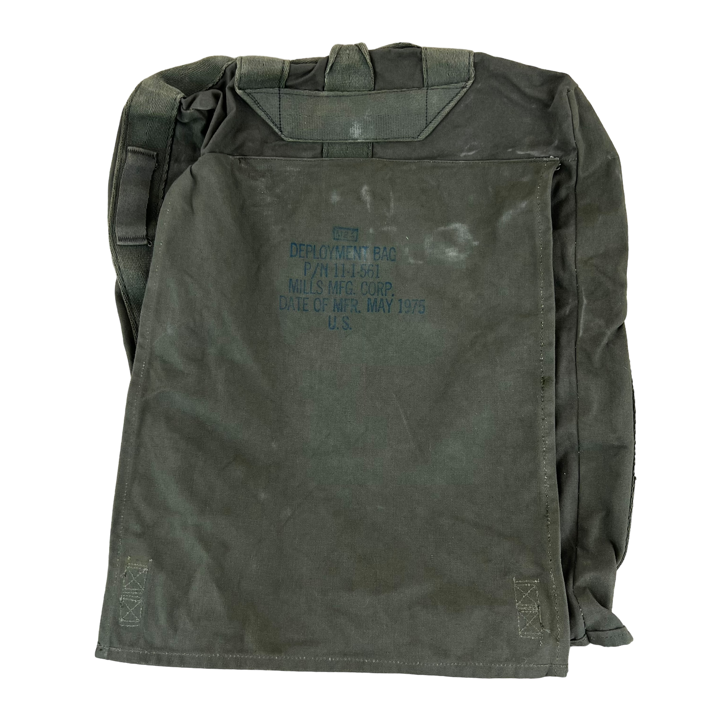 US Army Vintage Nam 1975 Olive Green Canvas Deployment Bag