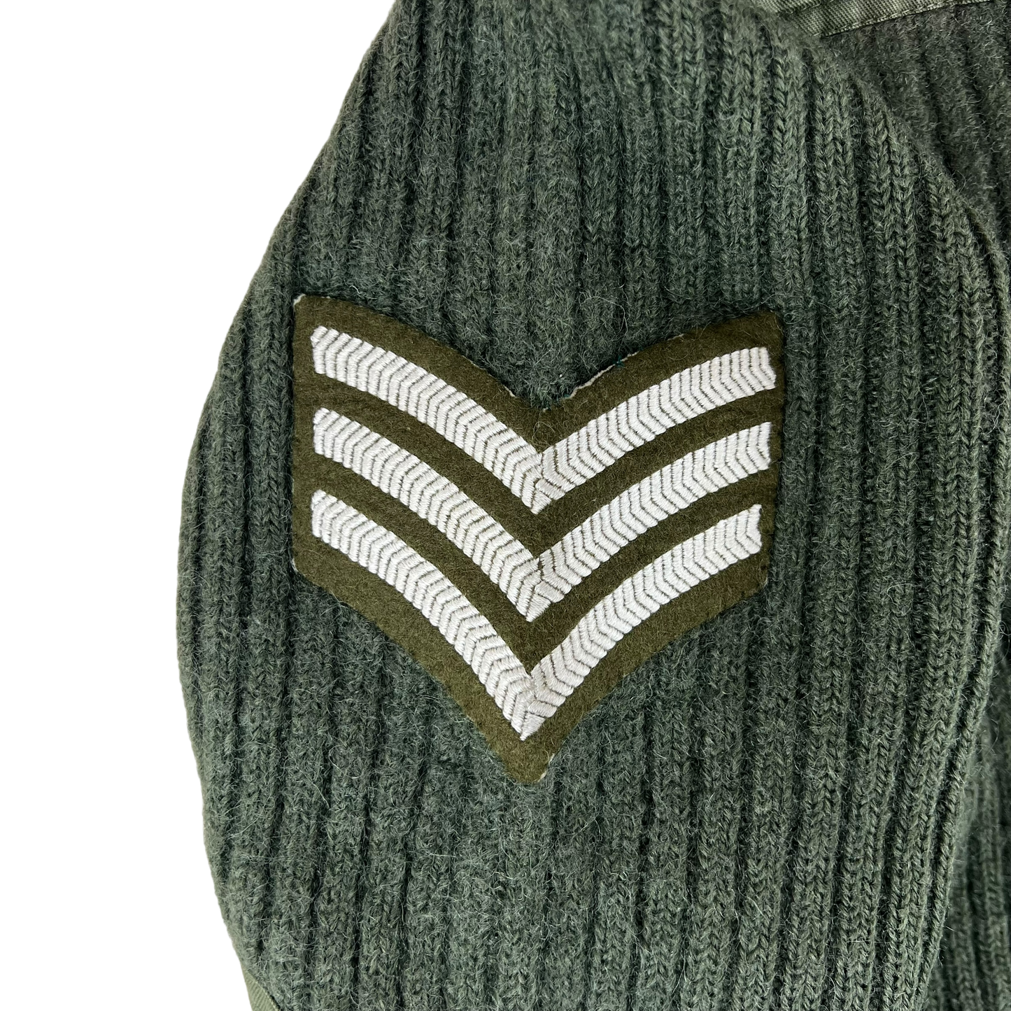 British Army Olive OG Utility Jersey Pullover Jumper w/ Sergeant Patch - Large