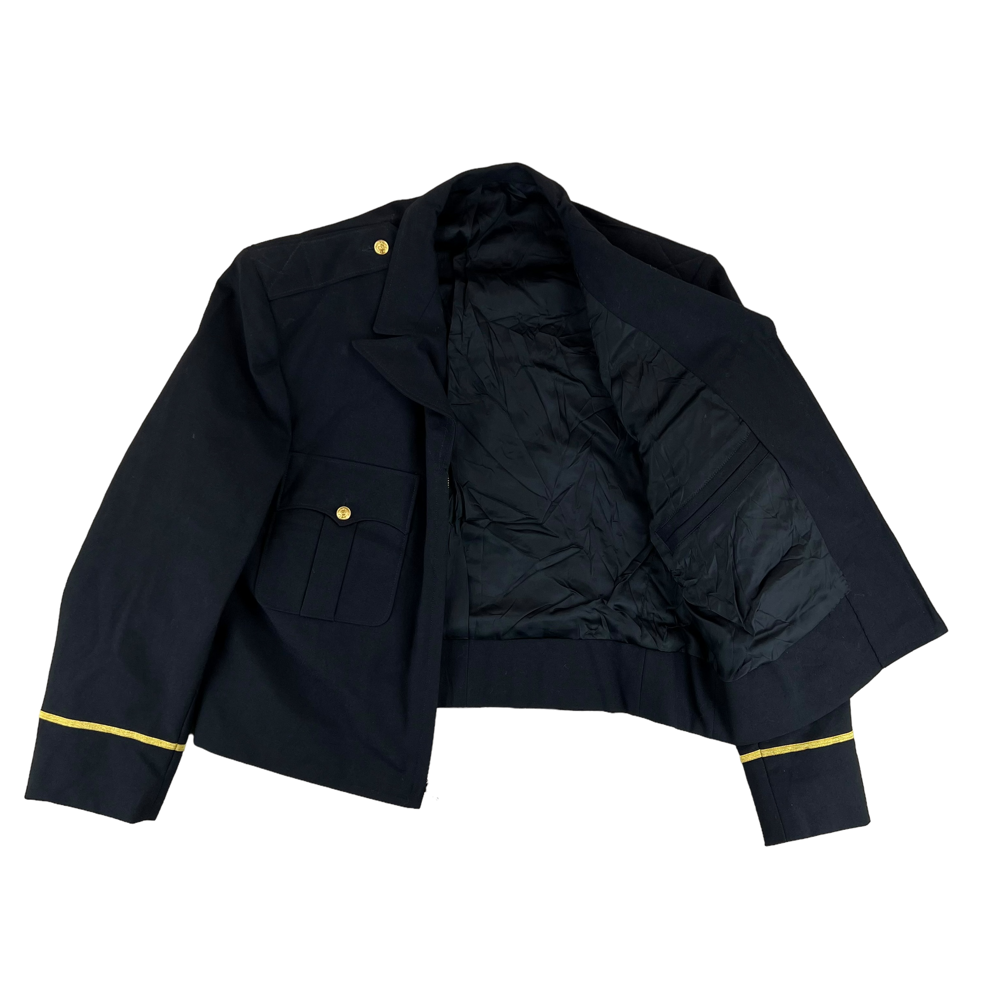 US Army Fire Department Black Ceremonial Ike Jacket Large