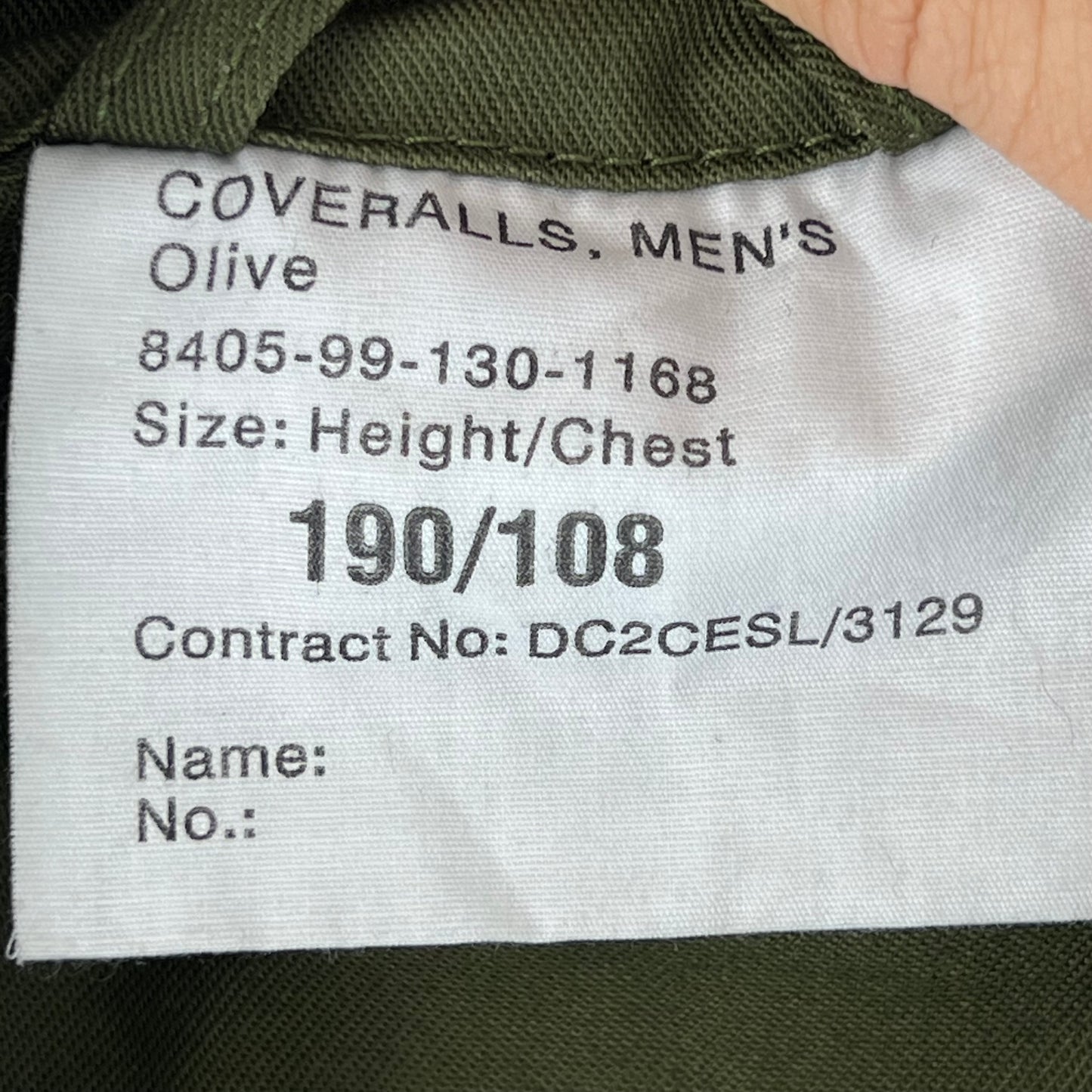 British Army Poly-Cotton Work Coveralls Olive Green - Large 190/108